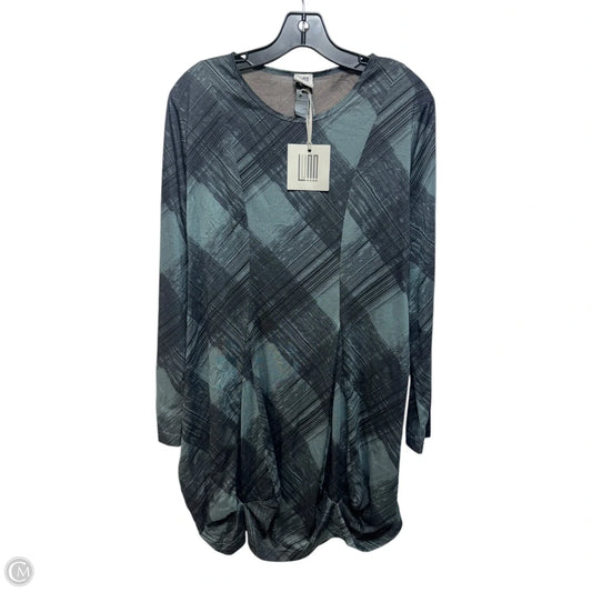 Gathered Hem Charmille Tunic Long Sleeve By Lunn By Lilith In Black & Green, Size: L