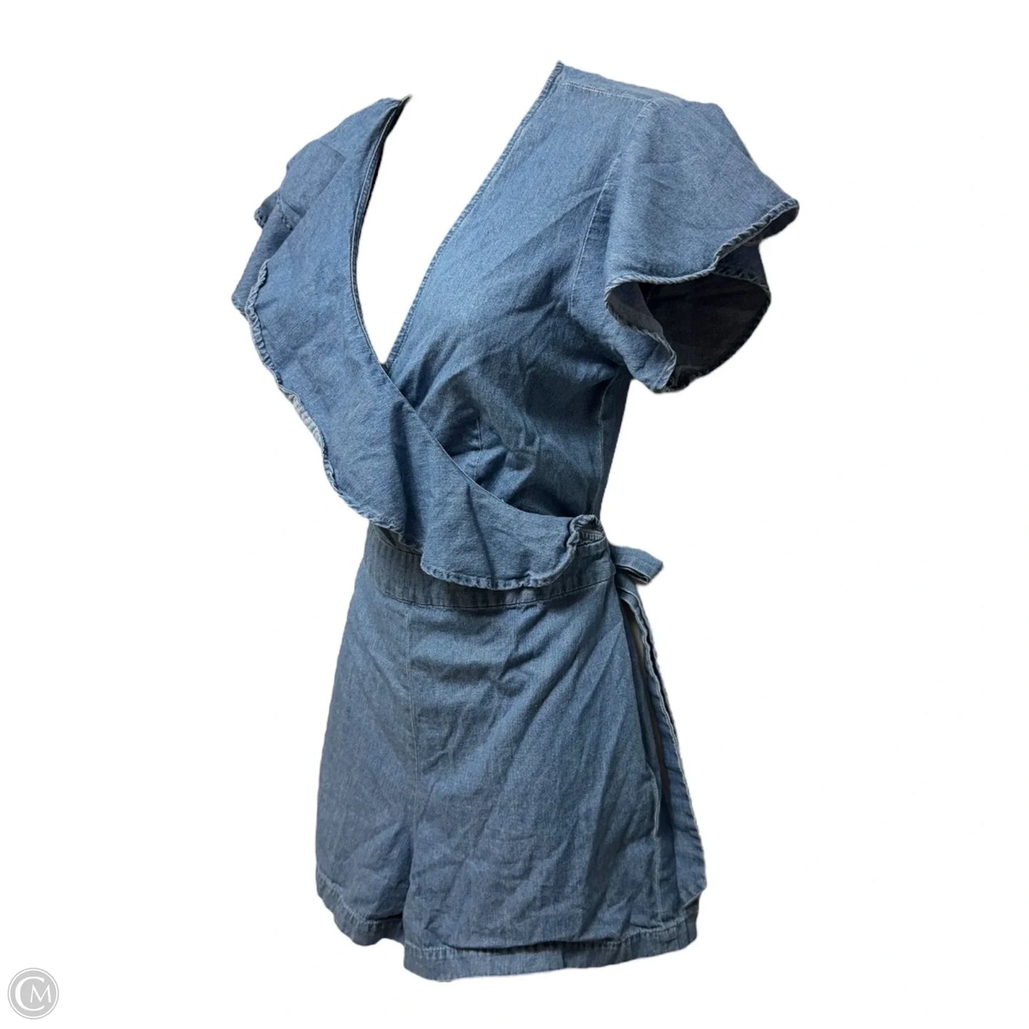 Chambray Flutter Romper By Draper James In Blue Denim, Size: 6