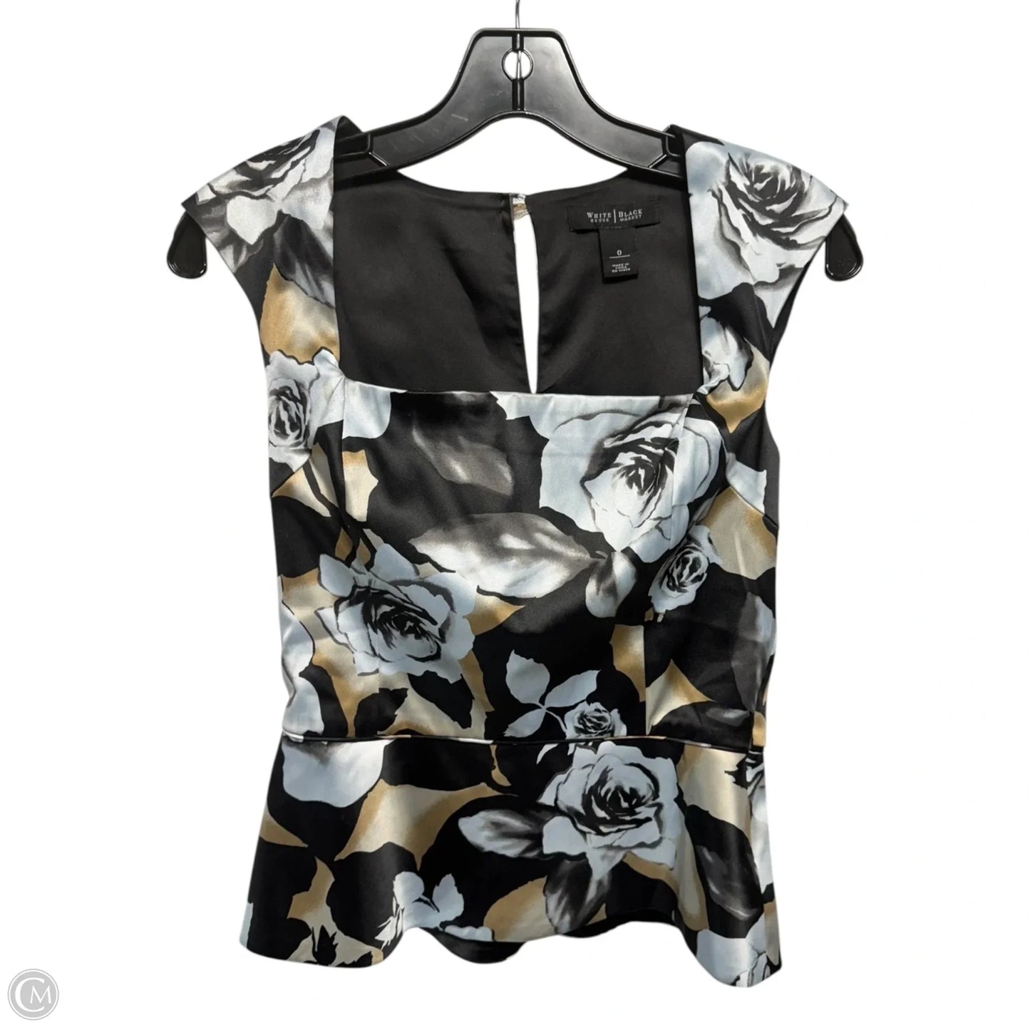 Rose Print Square Neck Peplum Top By White House Black Market In Floral Print, Size: 0