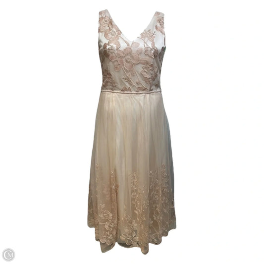 Floral Embroidered Gown Dress Party Long By Tahari By Arthur Levine In Peach, Size: 8