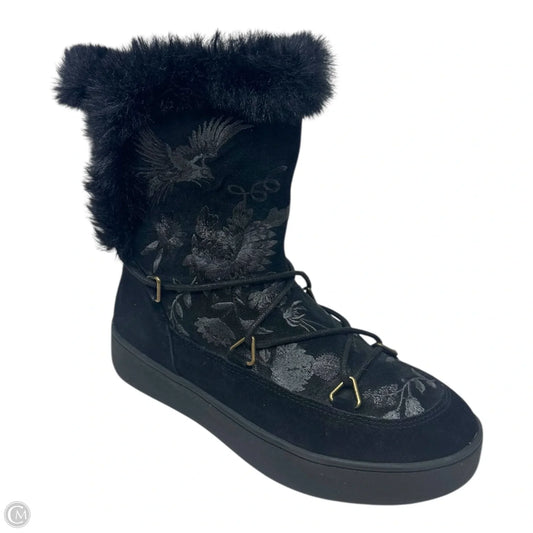 Freja Fur Liner Moon Boots Ankle Flats By Johnny Was In Black, Size: 8