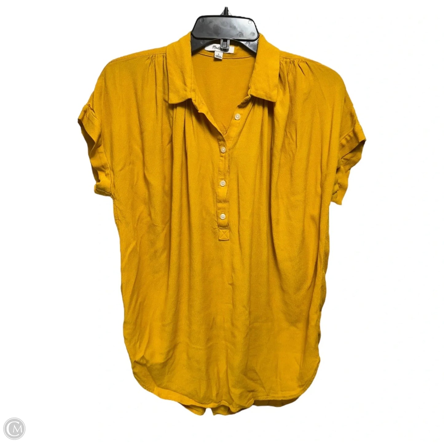 Top Short Sleeve By Madewell In Yellow, Size: S