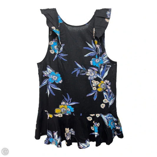 Linen Blend Tie Back Tunic Sleeveless By Free People In Floral Print, Size: S