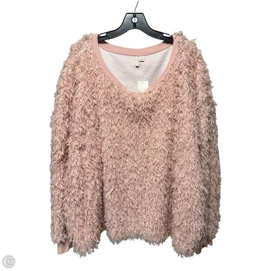 Faux Feather Sweater By Cato In Pink, Size: 26