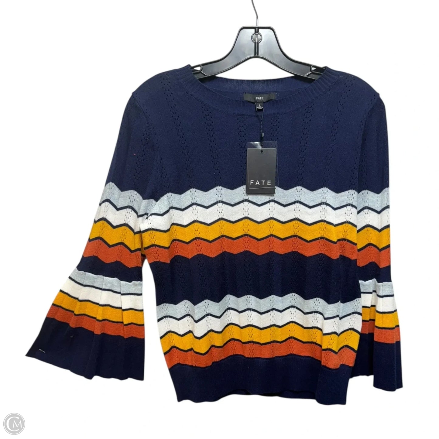 Pleated Sleeve Sweater By Fate In Multi-colored, Size: L