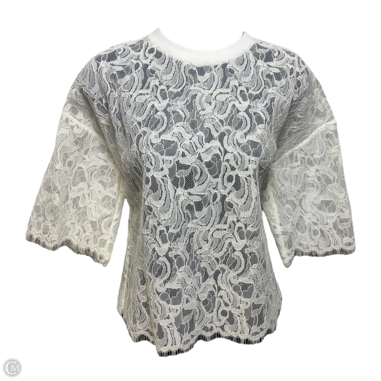 Lace Top Short Sleeve By Jonathan Simkhai In Cream, Size: S