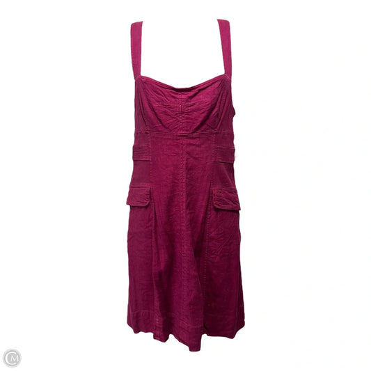 Square Neck Linen Blend Cargo Dress By Anthropologie In Maroon, Size: 6