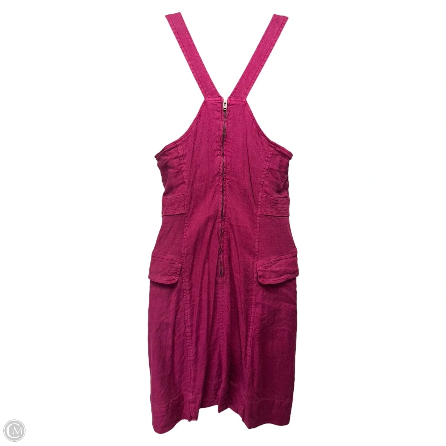 Square Neck Linen Blend Cargo Dress By Anthropologie In Maroon, Size: 6