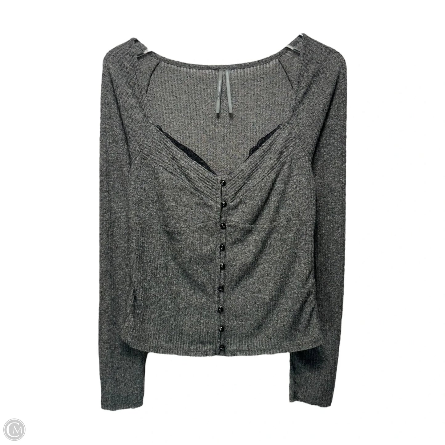 Lace-Trimmed Cardigan Jumper By Anthropologie In Grey, Size: S