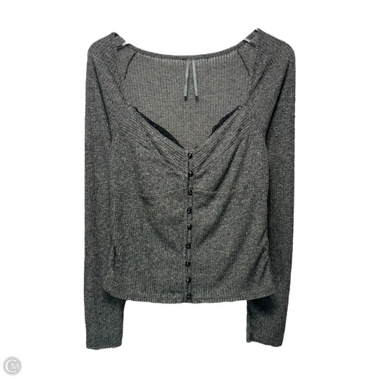 Lace-Trimmed Cardigan Jumper By Anthropologie In Grey, Size: S