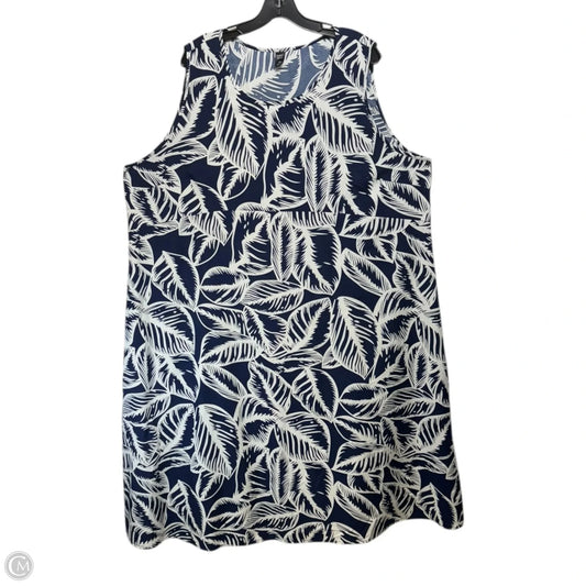Dress Casual Midi By Emery Rose In Blue & White, Size: 5x