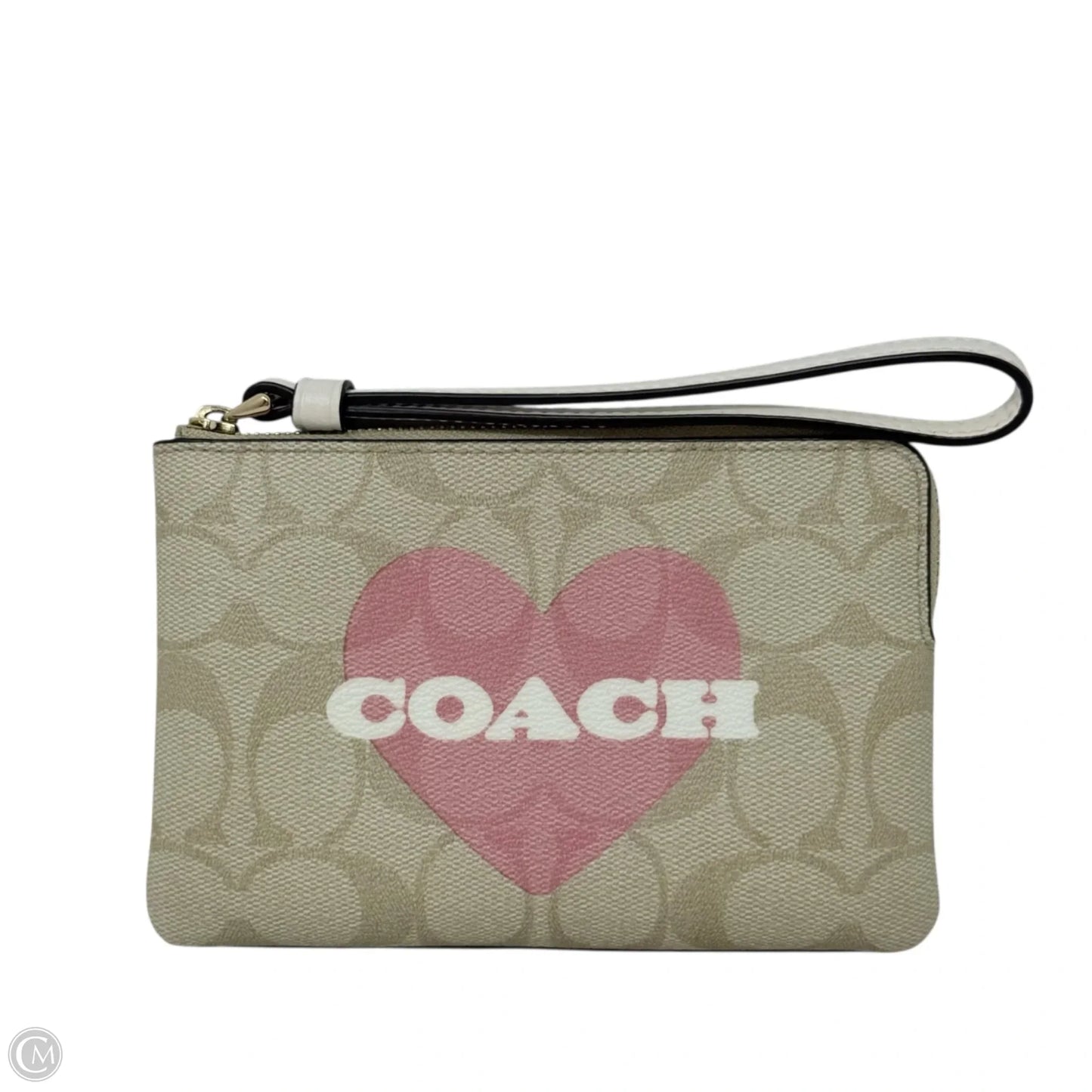 Corner Zip Wristlet In Signature Canvas With Heart Print Designer By Coach, Size: Medium