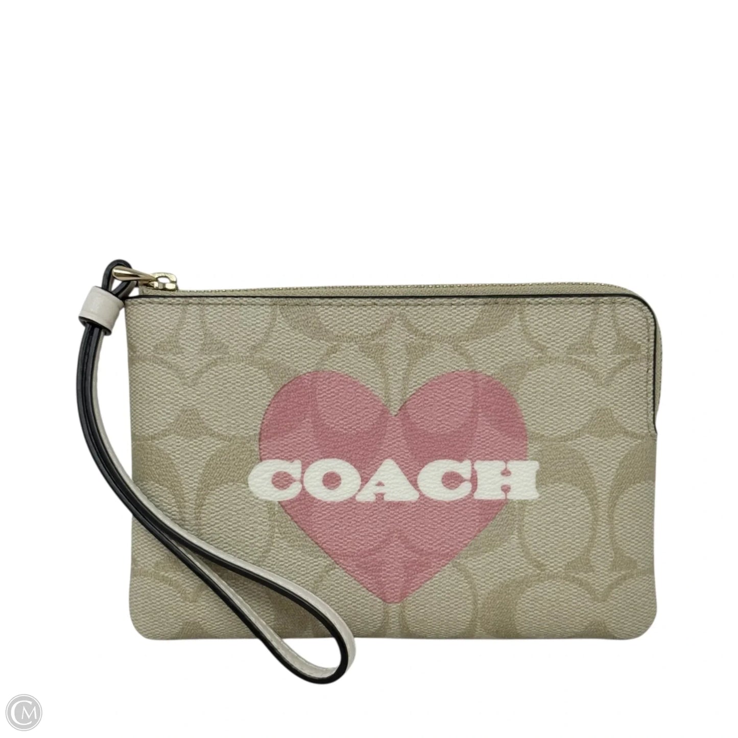 Corner Zip Wristlet In Signature Canvas With Heart Print Designer By Coach, Size: Medium