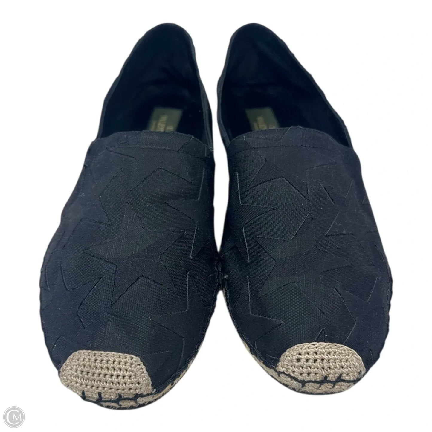 Star Espadrille Flats Shoes Luxury Designer By Valentino-garavani In Black, Size: 9 (39 EU)