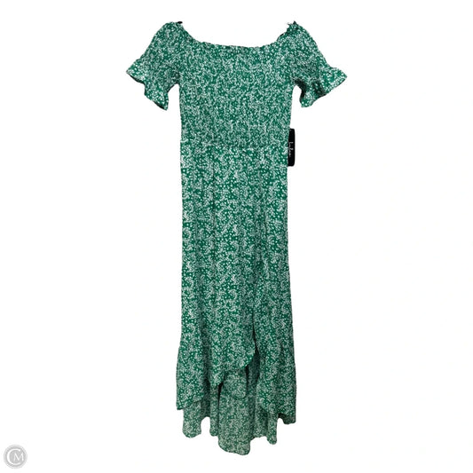 Fleur-tation Off-the-Shoulder Midi Dress By Lulus In Green Floral Print, Size: XS