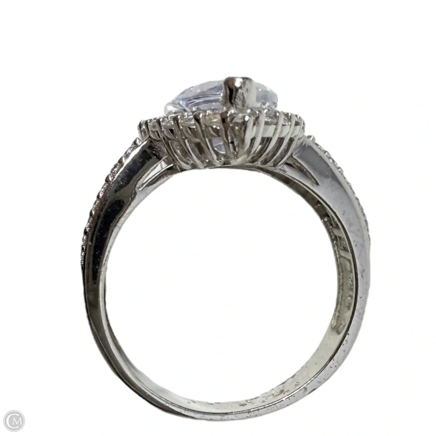 Sterling Silver Halo Baguette And Marquise CZ  Ring By Clothes Mentor, Size: 9