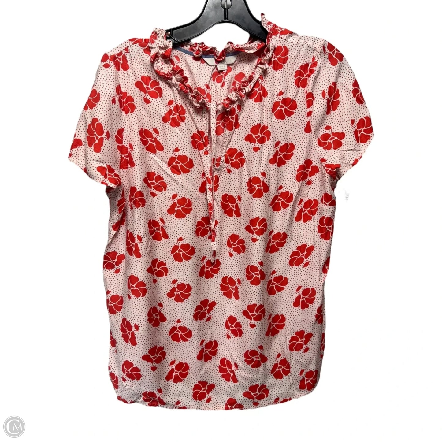 Top Short Sleeve By Boden In Red & White, Size: 8
