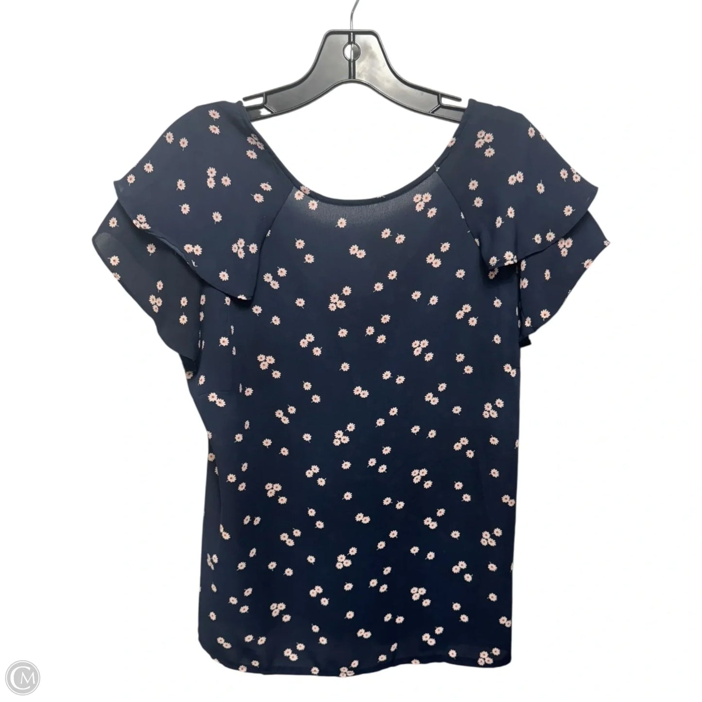 Top Short Sleeve By Ann Taylor In Navy, Size: M