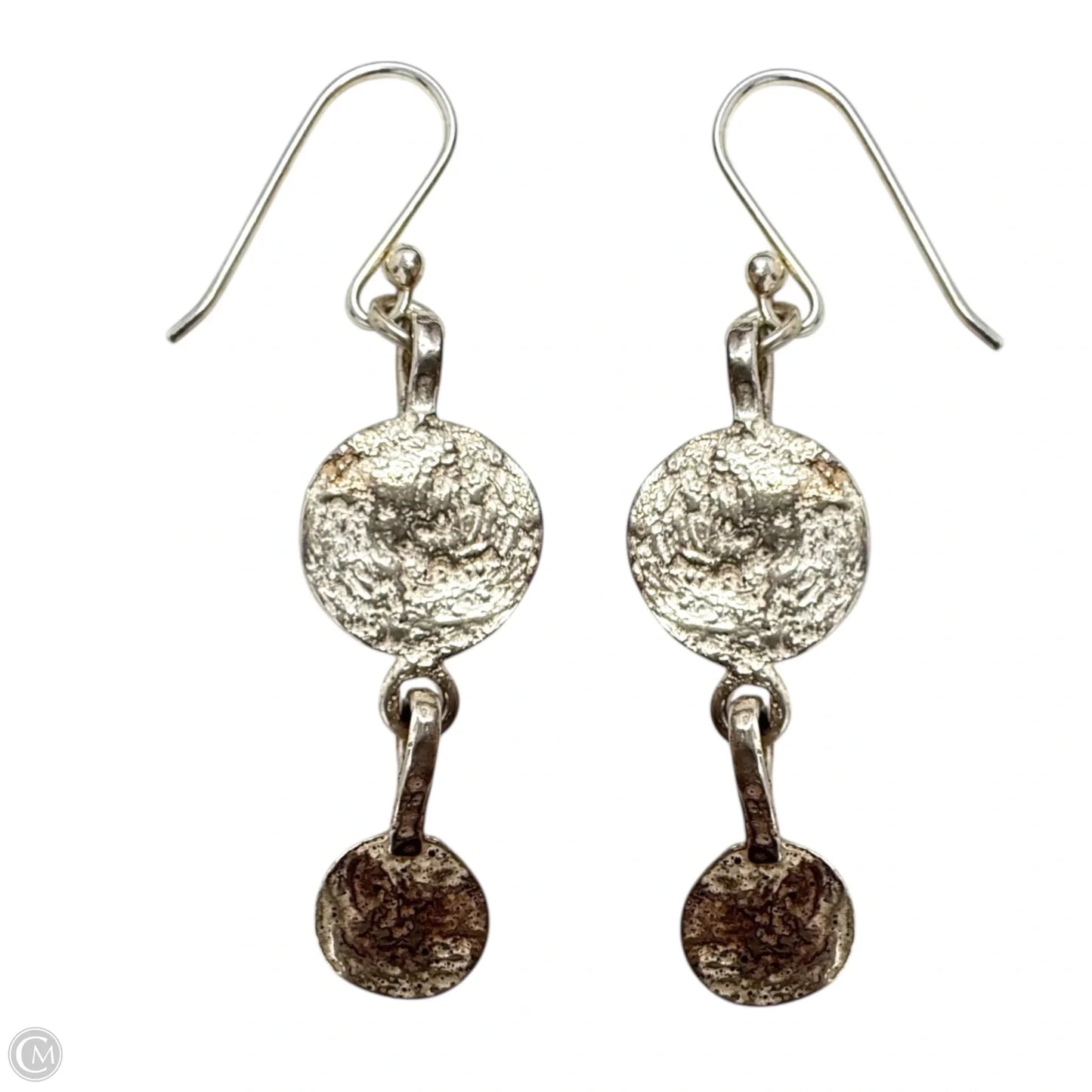 RARE Retired  Sterling Silver Textured Disc Earrings By Silpada