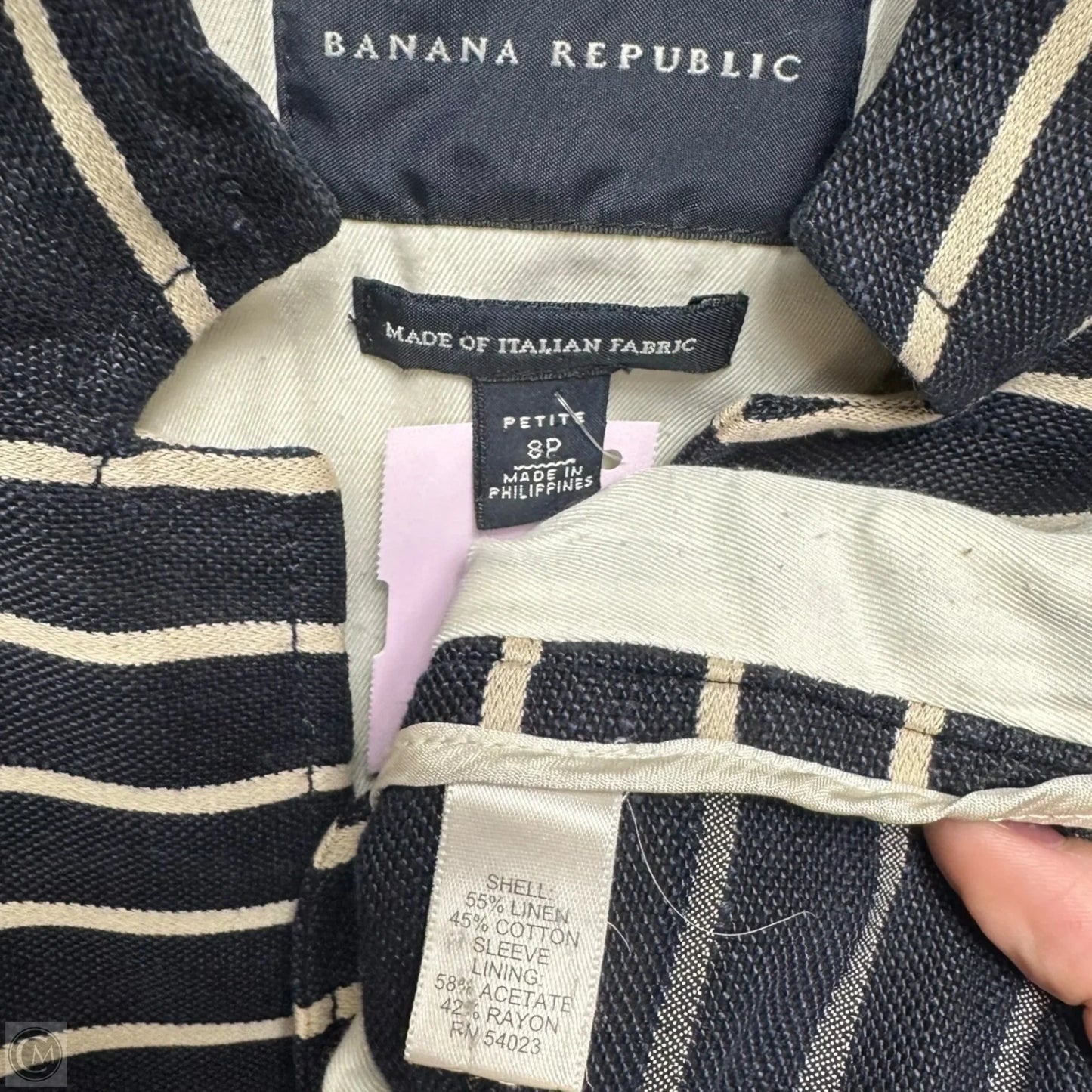 Linen Blend Blazer By Banana Republic In Striped Pattern, Size: Sp