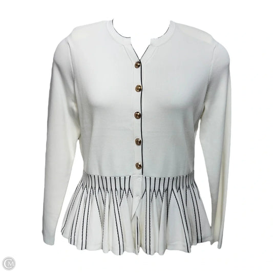 Viscose Blend Knit Peplum Jacket By Karen Millen In Black & White, Size: L