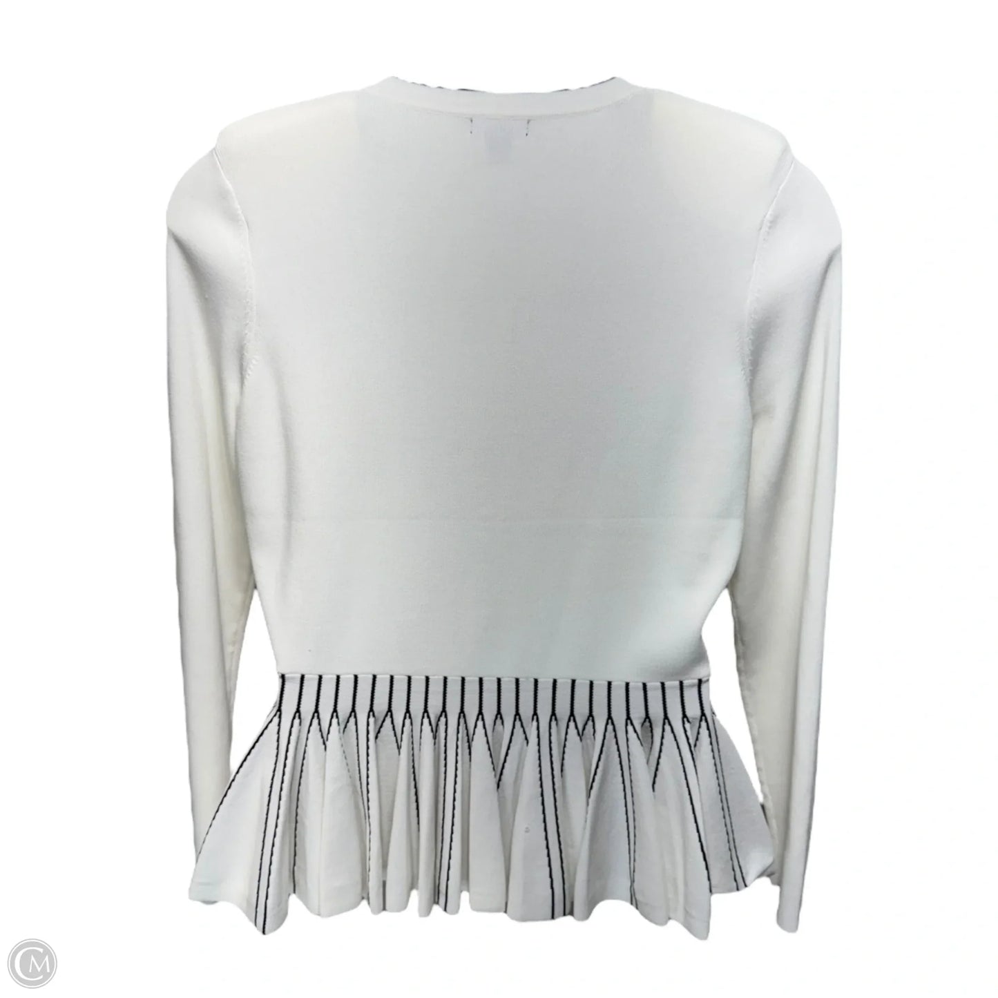 Viscose Blend Knit Peplum Jacket By Karen Millen In Black & White, Size: L