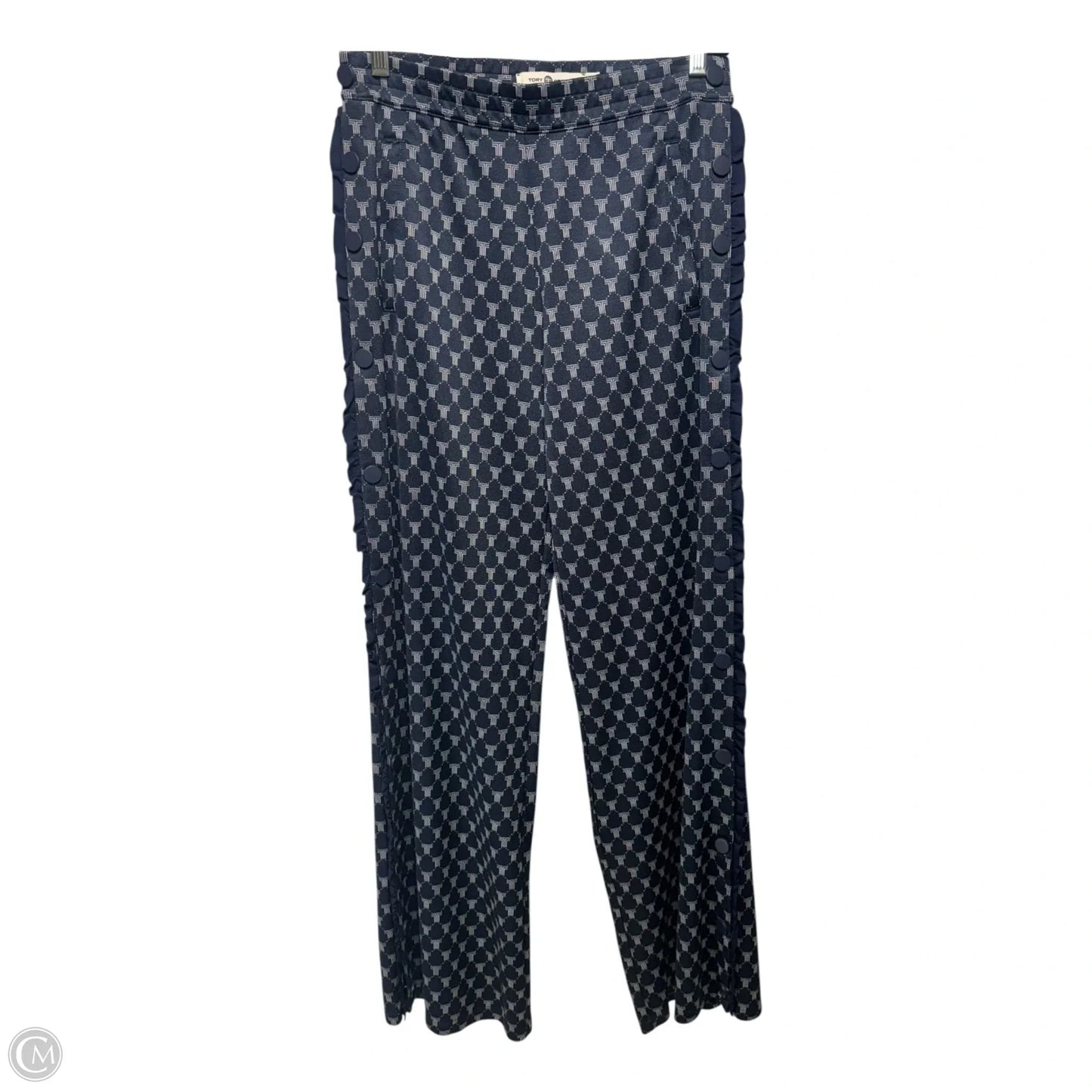 Ruffle Tear Away Pants Designer By Tory Sport By Tory Burch In Blue & White, Size: M