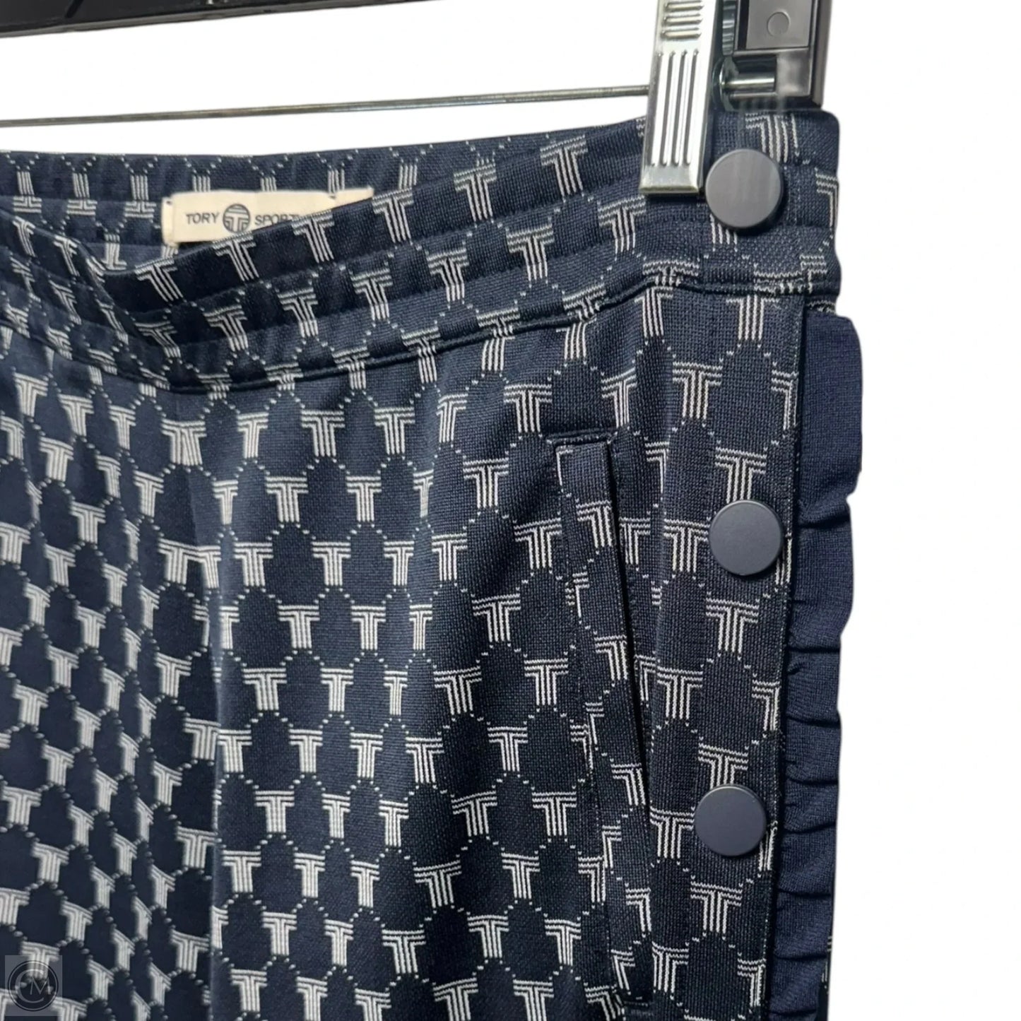 Ruffle Tear Away Pants Designer By Tory Sport By Tory Burch In Blue & White, Size: M