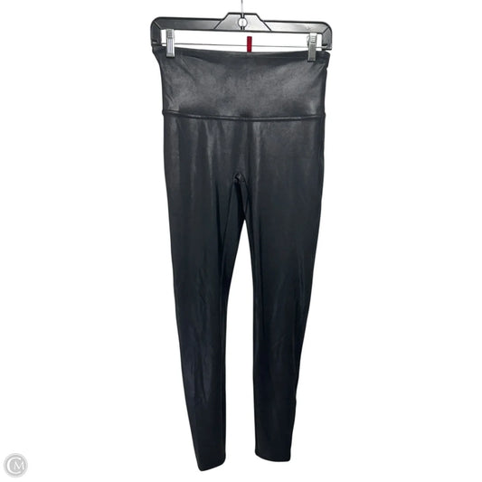 Metallic Pants Leggings By Spanx In Black, Size: L