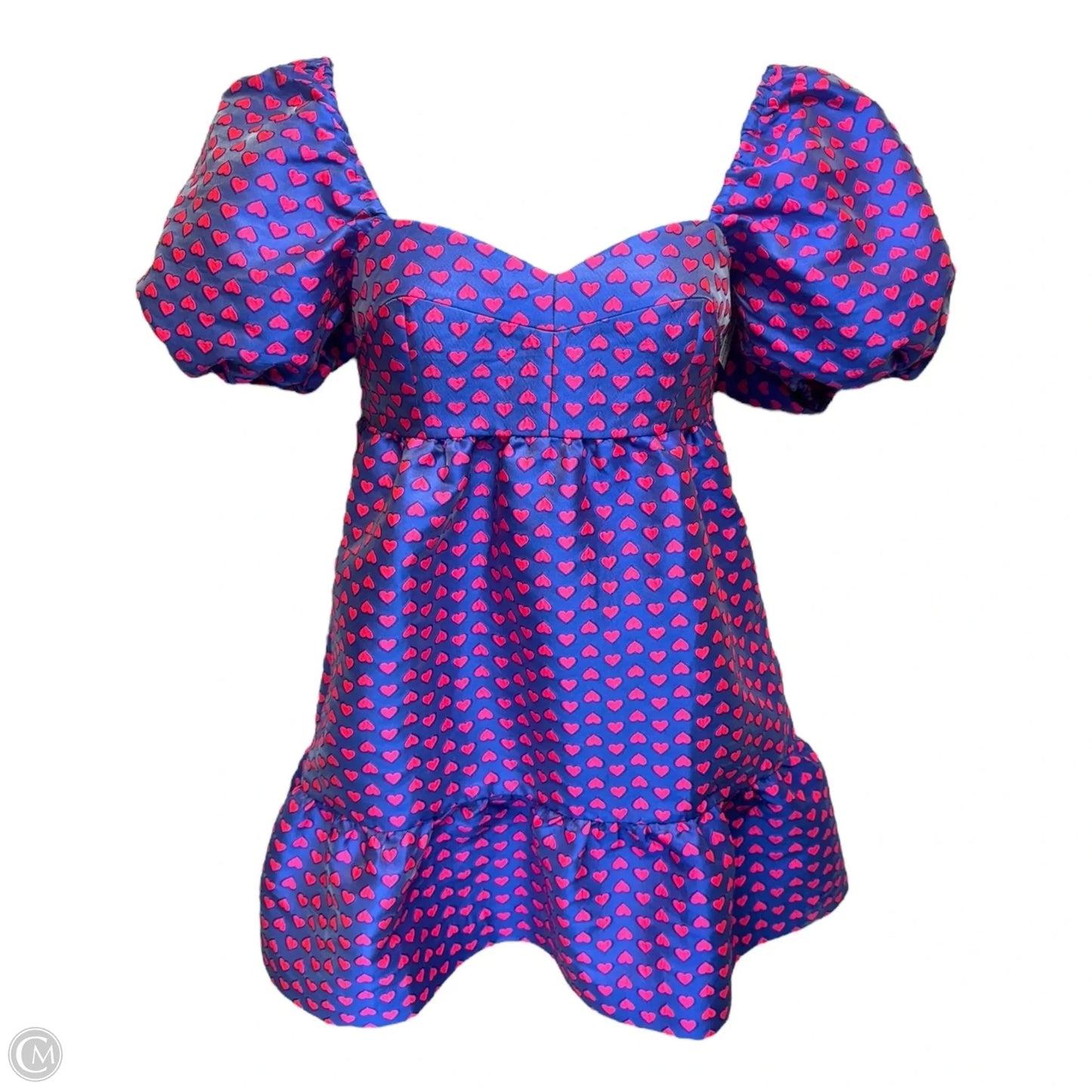 Nelle Puff Sleeve Jacquard Dress Designer By Lilly Pulitzer In Blue & Pink, Size: 8