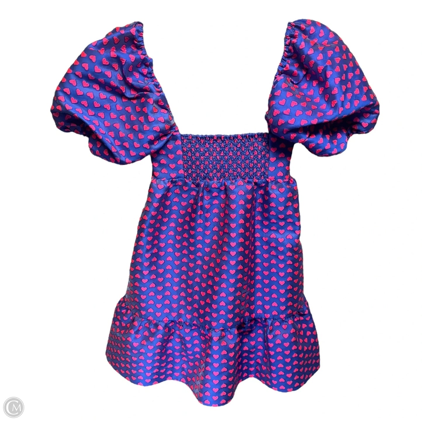 Nelle Puff Sleeve Jacquard Dress Designer By Lilly Pulitzer In Blue & Pink, Size: 8