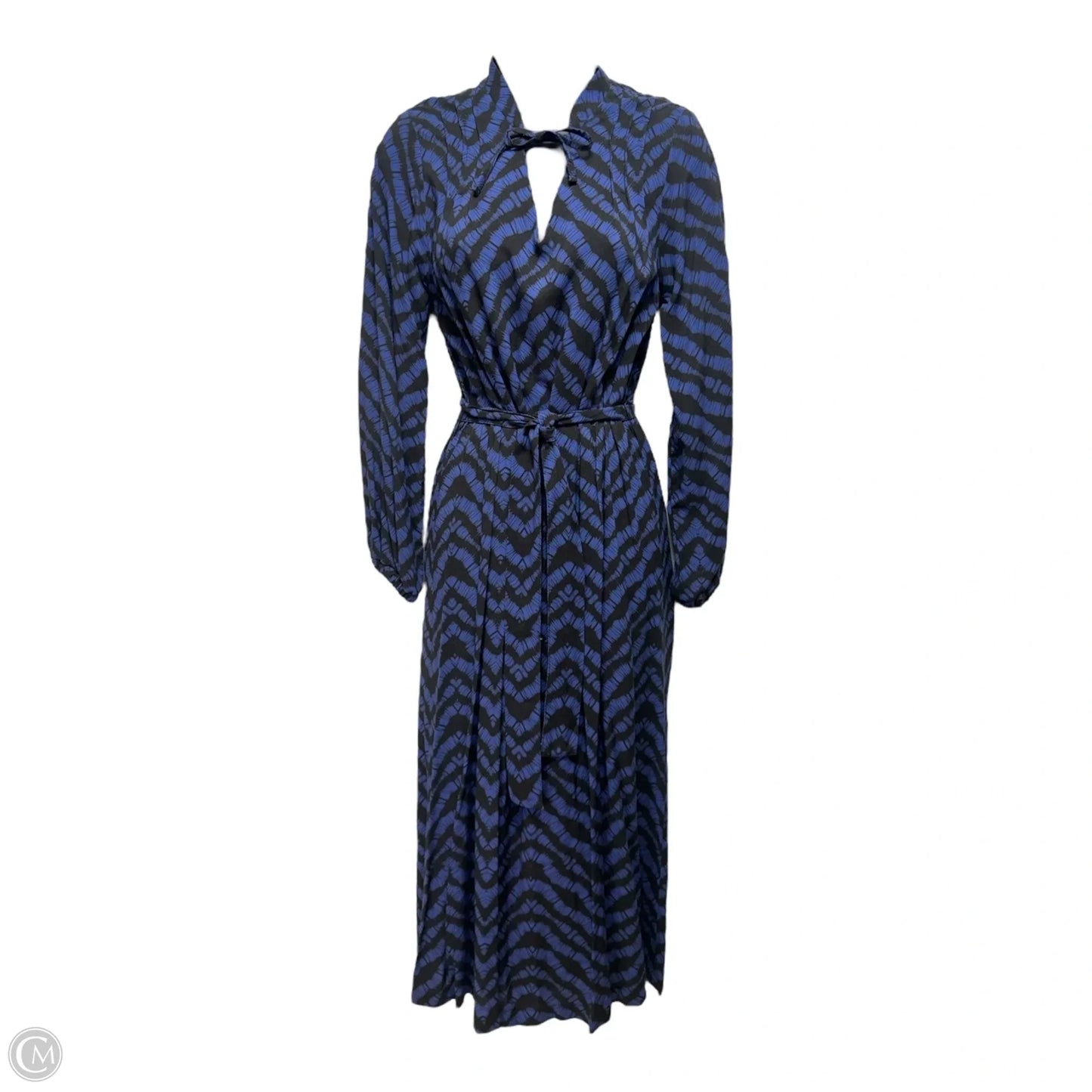 Tie Neck Maxi Dress By La Fee Maraboutee In Black & Blue, Size: S