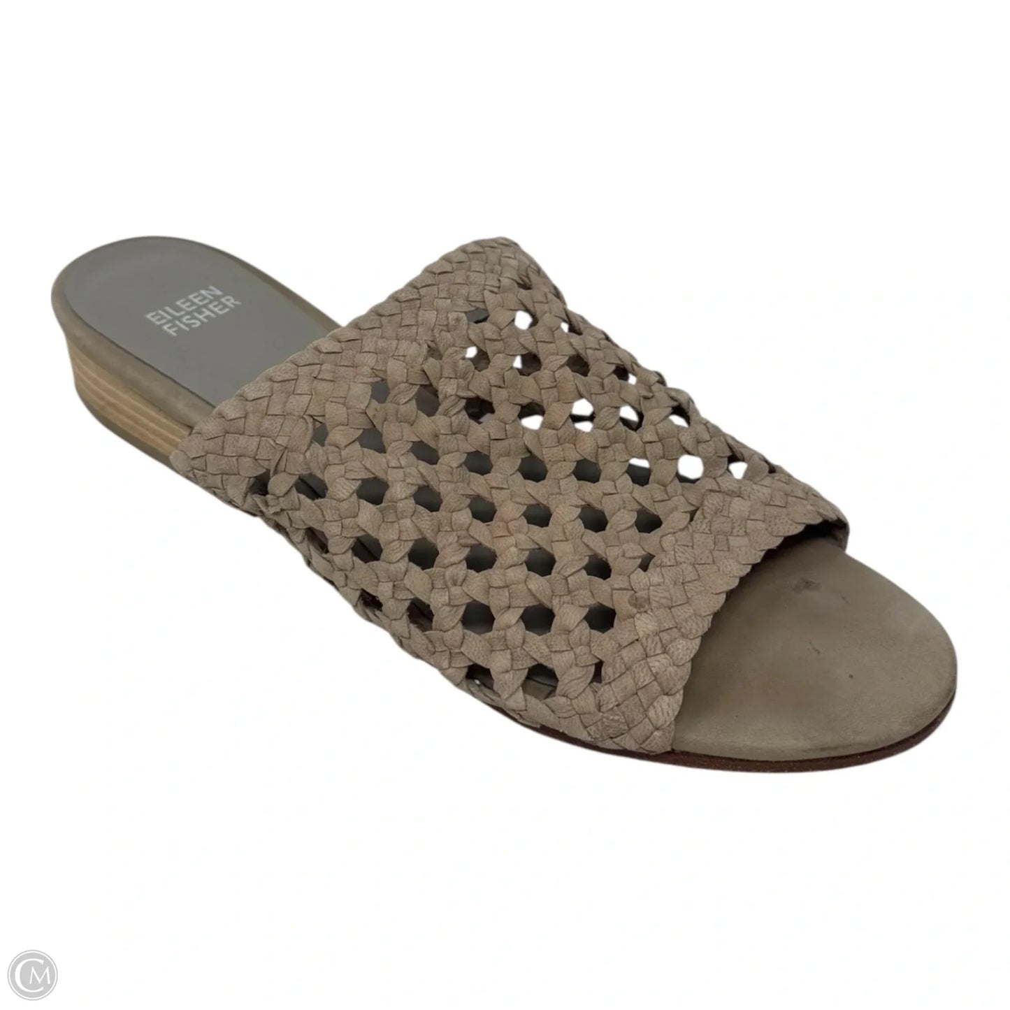 Aloe Woven Leather Slide Sandals By Eileen Fisher In Taupe, Size: 8