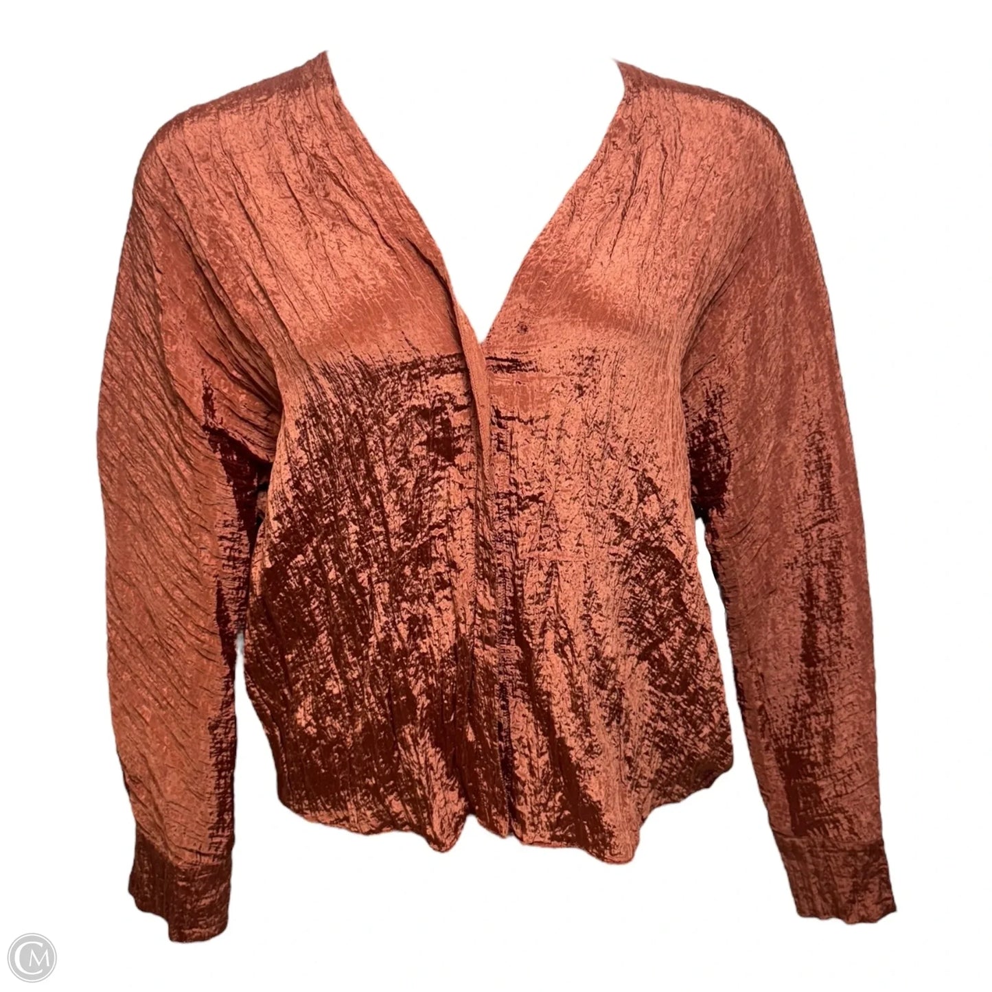 Crinkle Textured V-Neck Popover Blouse By Vince In Light Sangre, Size: M