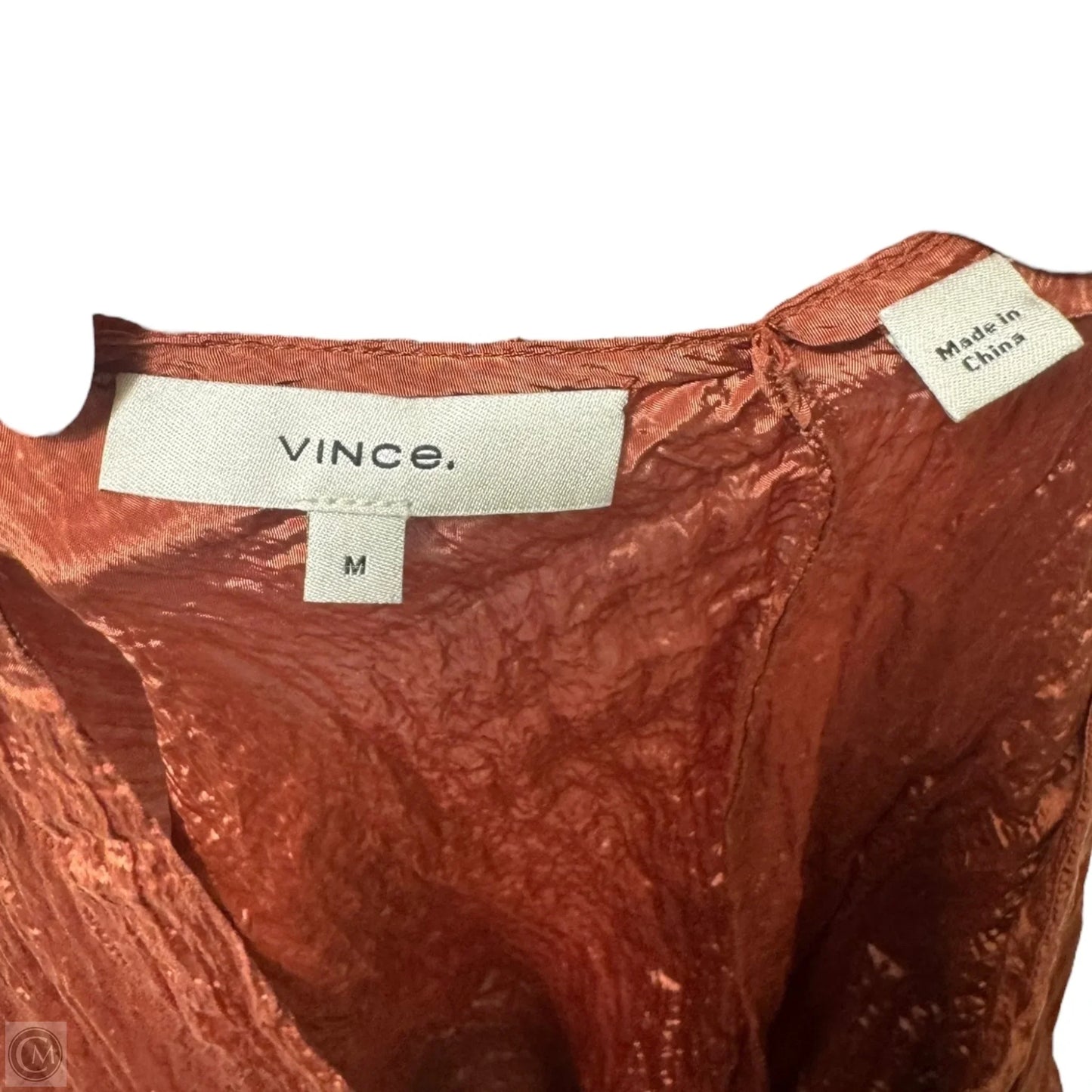 Crinkle Textured V-Neck Popover Blouse By Vince In Light Sangre, Size: M