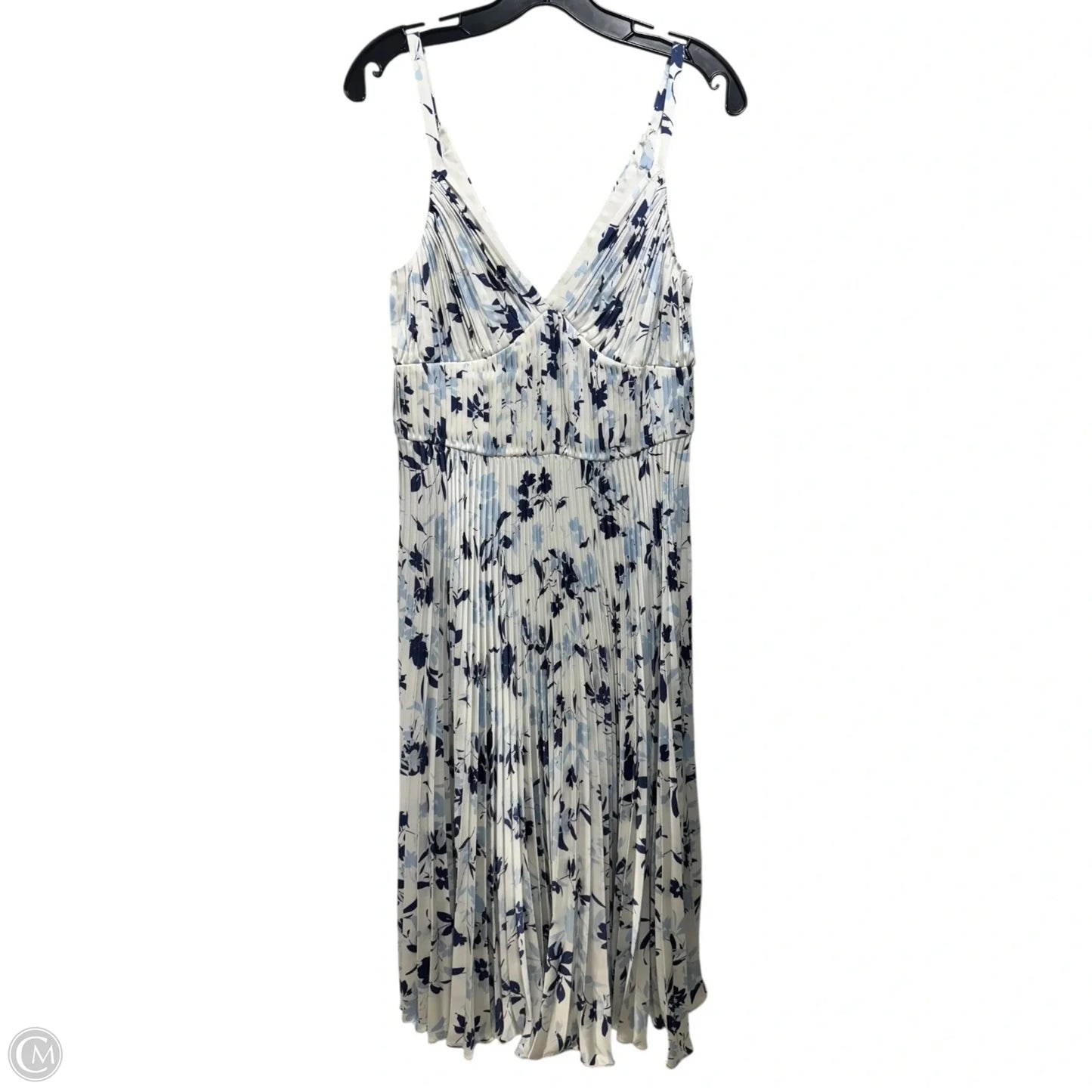 Zylee Spaghetti-strap Pleated Midi Dress By Polo Ralph Lauren In Romantic Blue & White Floral, Size: 8