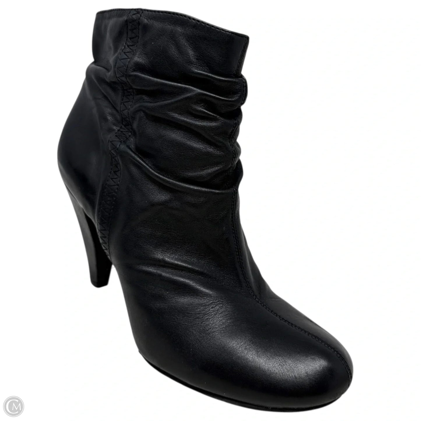 Ruched Leather Ankle Booties By Arturo Chiang In Black, Size: 7