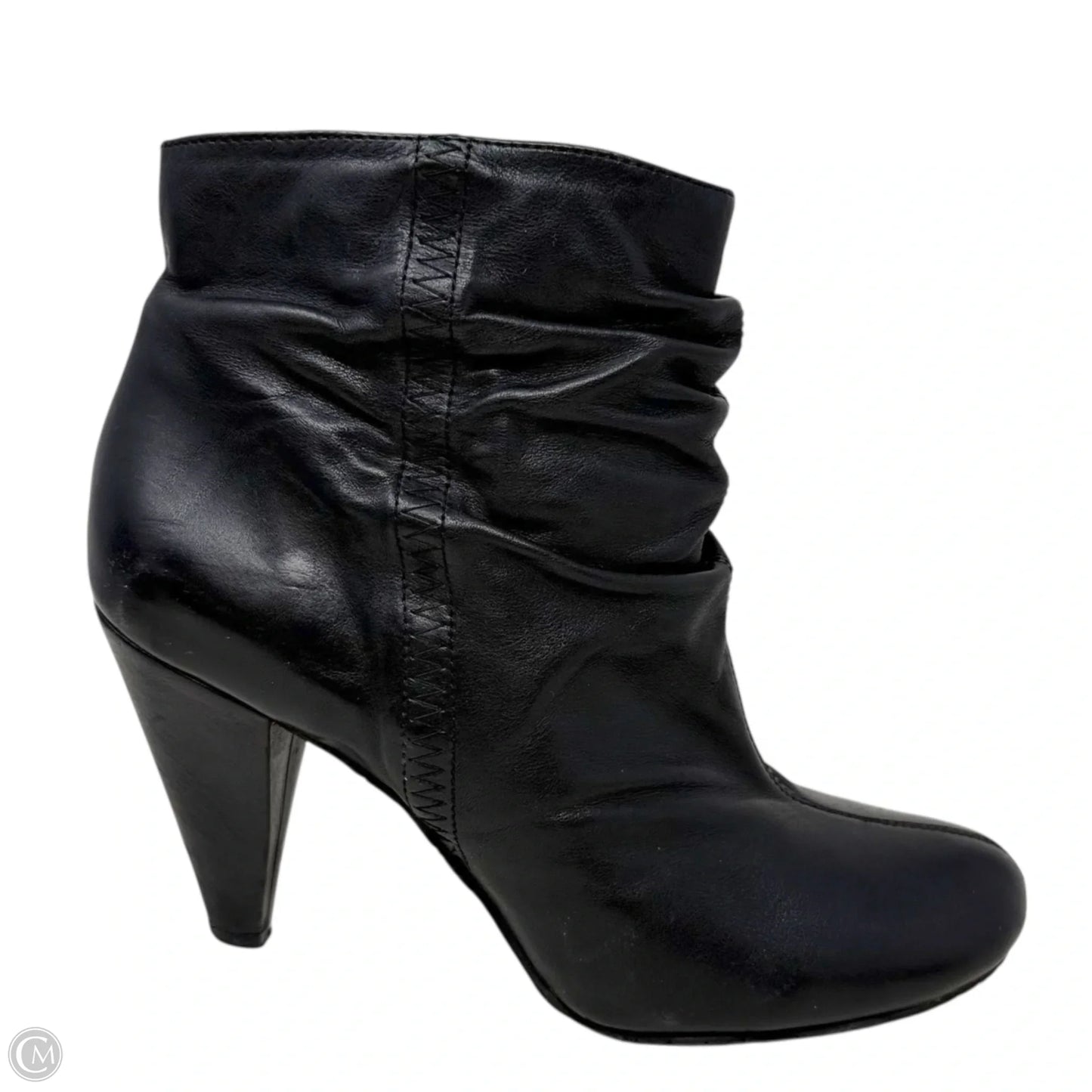 Ruched Leather Ankle Booties By Arturo Chiang In Black, Size: 7