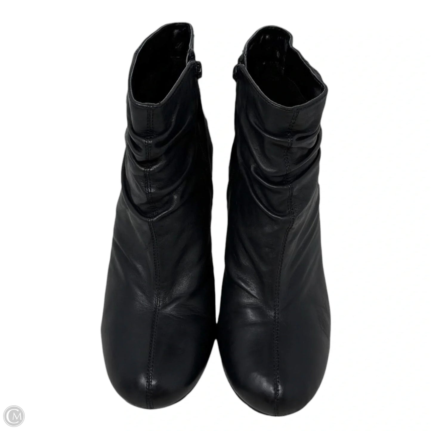 Ruched Leather Ankle Booties By Arturo Chiang In Black, Size: 7