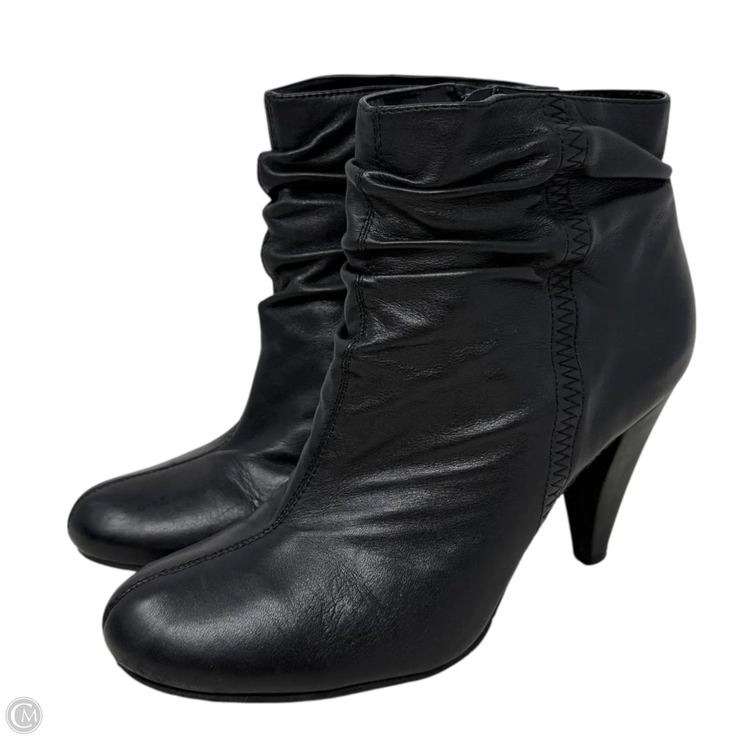 Ruched Leather Ankle Booties By Arturo Chiang In Black, Size: 7