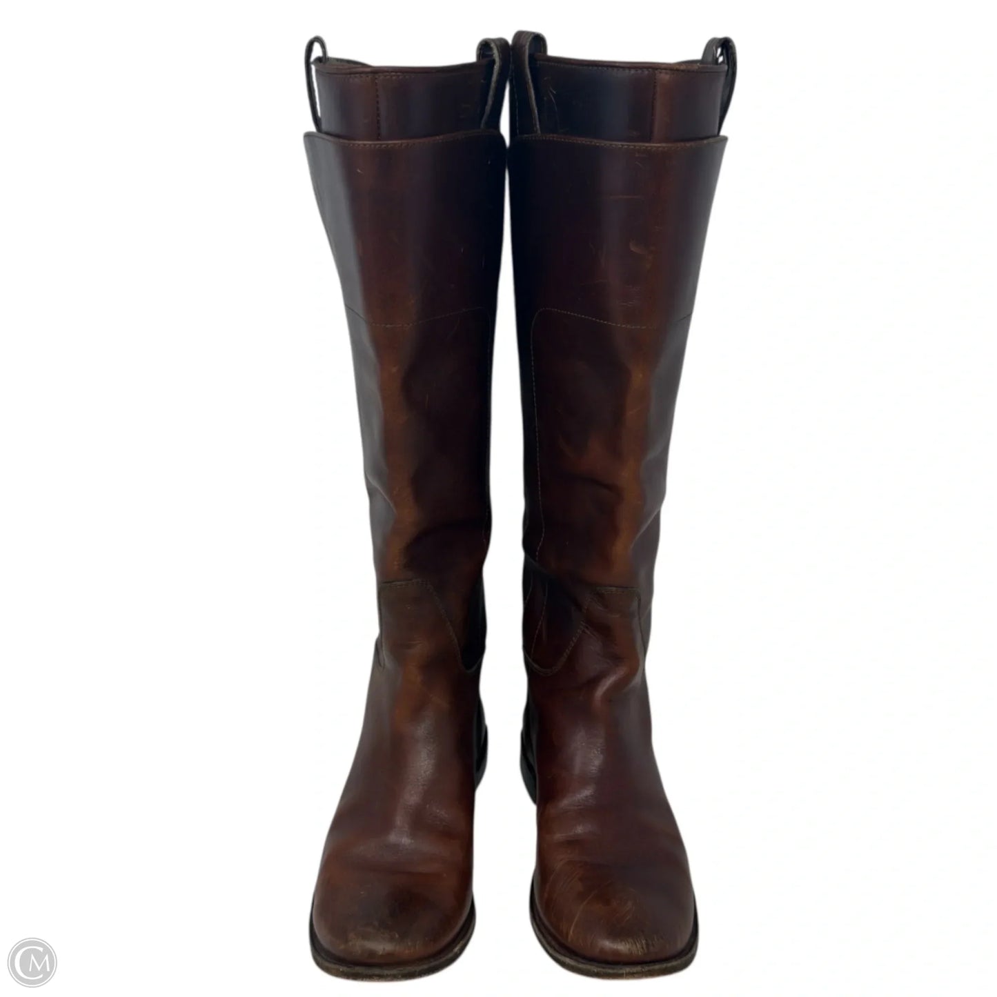 Paige Leather Riding Boots Designer By Frye In Brown, Size: 7.5