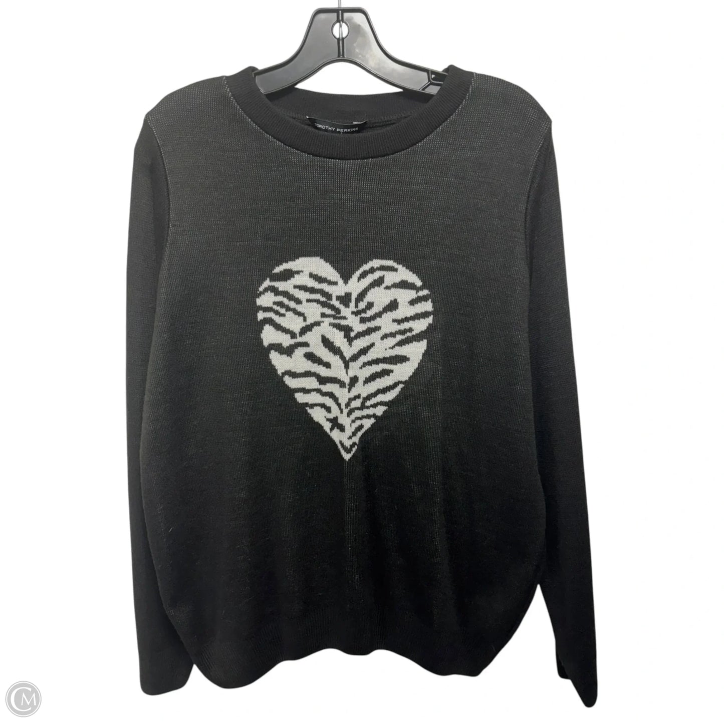 Zebra Heart Sweater By Dorothy Perkins In Black & White, Size: 10