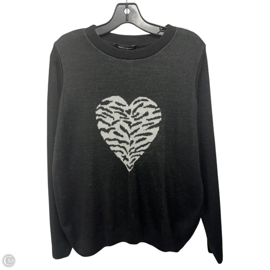 Zebra Heart Sweater By Dorothy Perkins In Black & White, Size: 10
