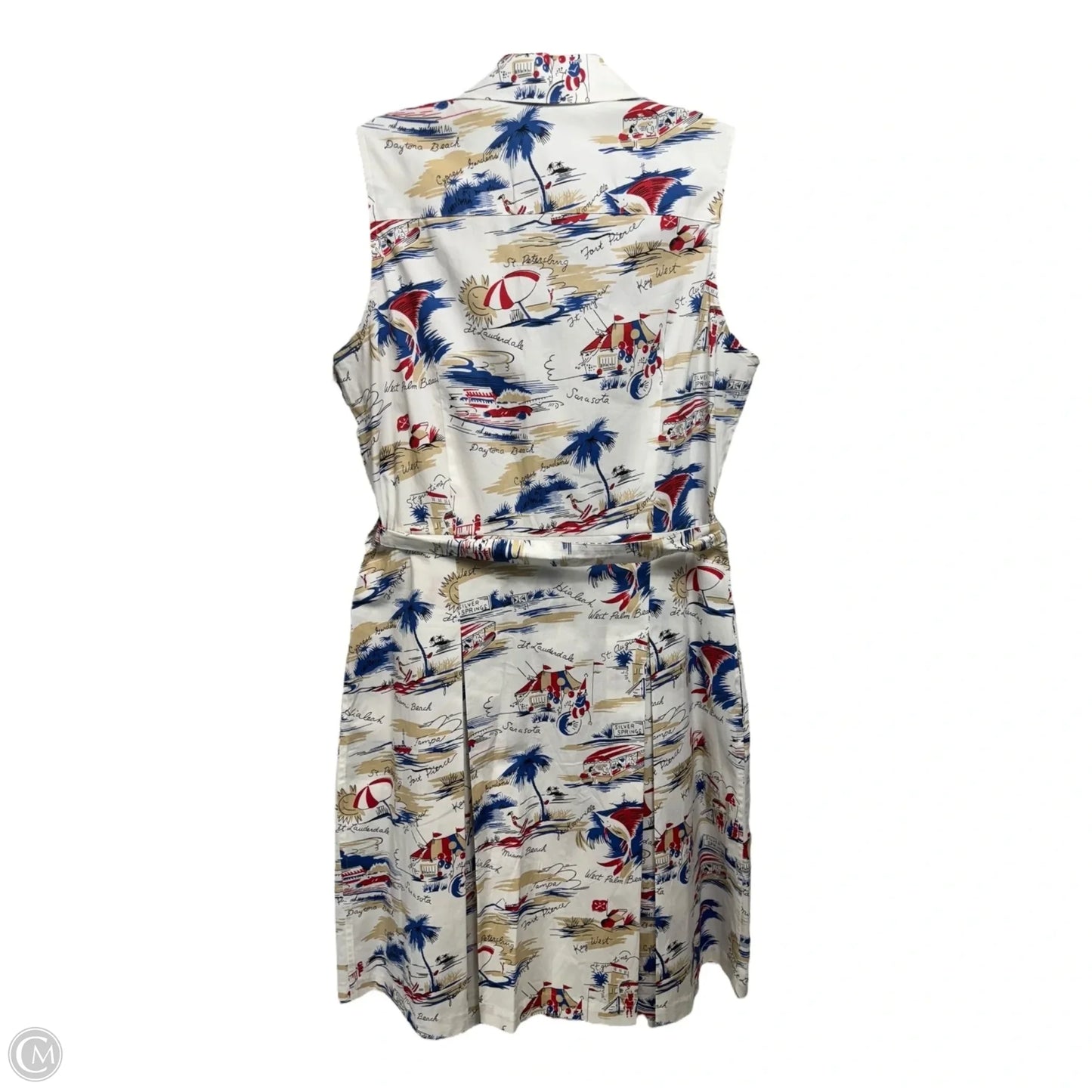 All Over Florida Print Sleeveless Shirt Dress By Brooks Brothers In Nautical Print, Size: 8