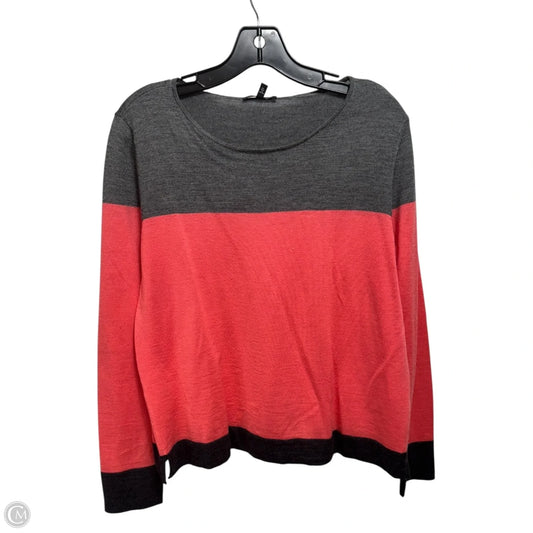 Merino Wool Sweater By Eileen Fisher In Grey & Orange, Size: M