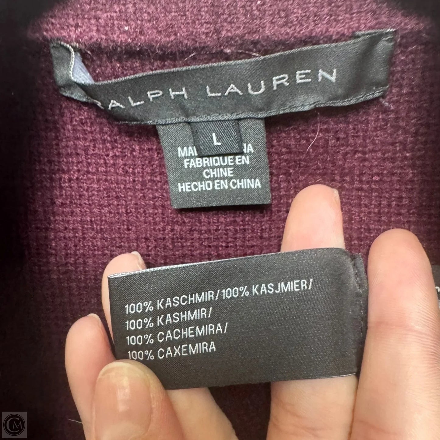 Sweater Cardigan Cashmere By Ralph Lauren Black Label In Maroon, Size: L