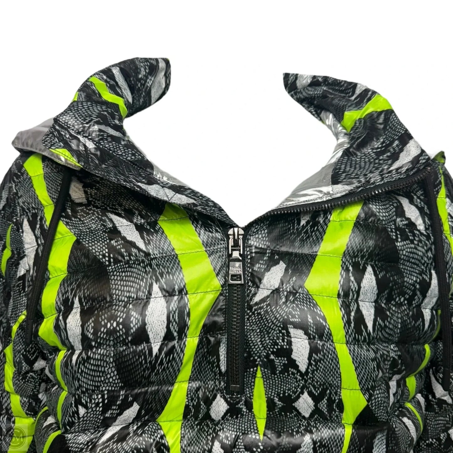 Hooded Coat Puffer & Quilted By Think Royln In Multi-colored, Size: M