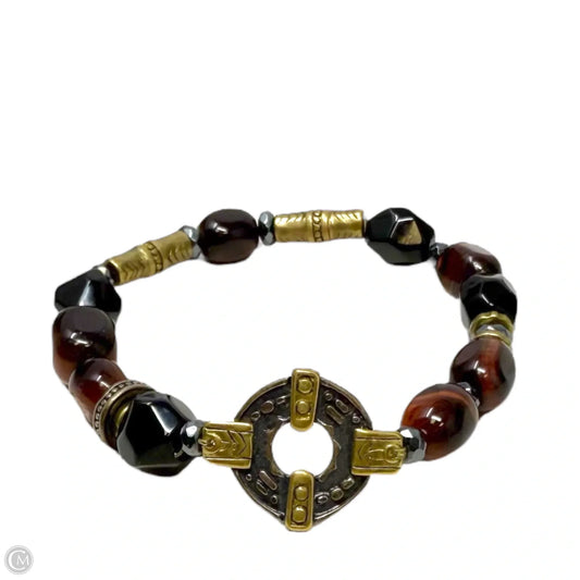 Fired Up Natural Agate, Hematite, Tiger's Eye Stretch Bracelet in Sterling Silver & Brass By Silpada