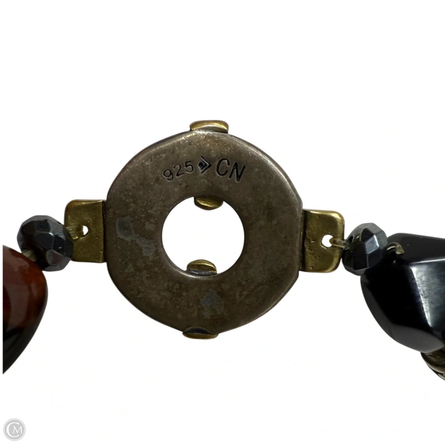 Fired Up Natural Agate, Hematite, Tiger's Eye Stretch Bracelet in Sterling Silver & Brass By Silpada