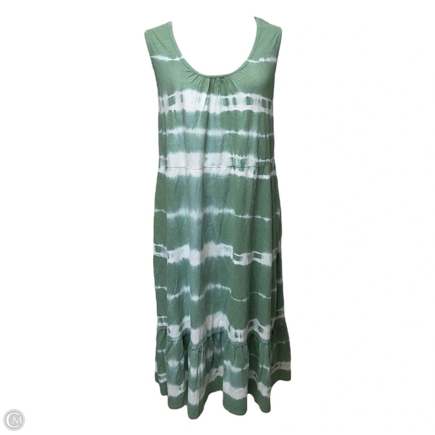 Scoop Neck Tiered Swing Dress By Lane Bryant In Green & White, Size: 22